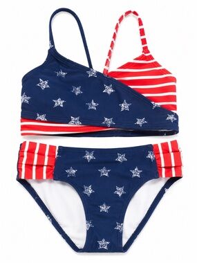 art class Navy & Red Star and Stripe Two-Piece Swim Set